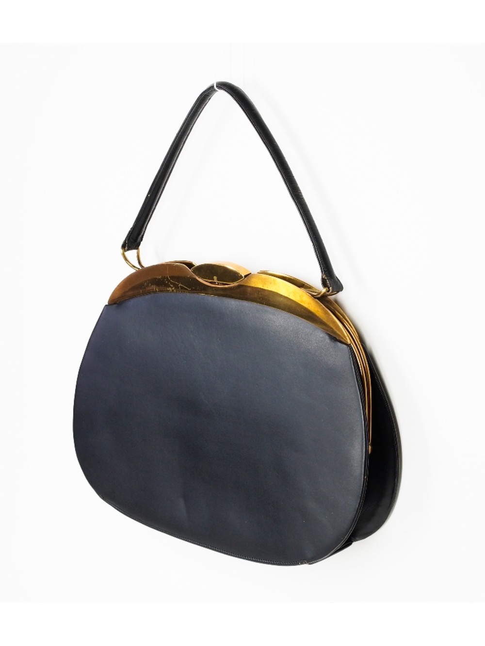 Vintage 50s 60s Round Black Genuine Leather Creaciques Helen Exclusiva Liverpool